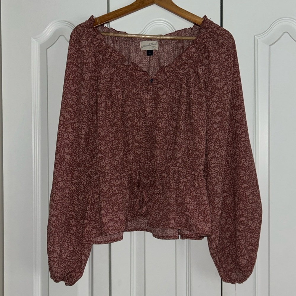 balloon long sleeve blouse universal thread -mauve/floral